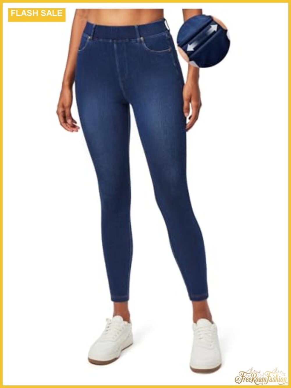 High Waisted Skinny Jeggings Pull On Tummy Control 4-Way Stretch